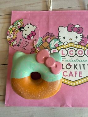 Hello Kitty Cafe Donut Squishy Keychain Accessory with Las Vegas Gift Bag
